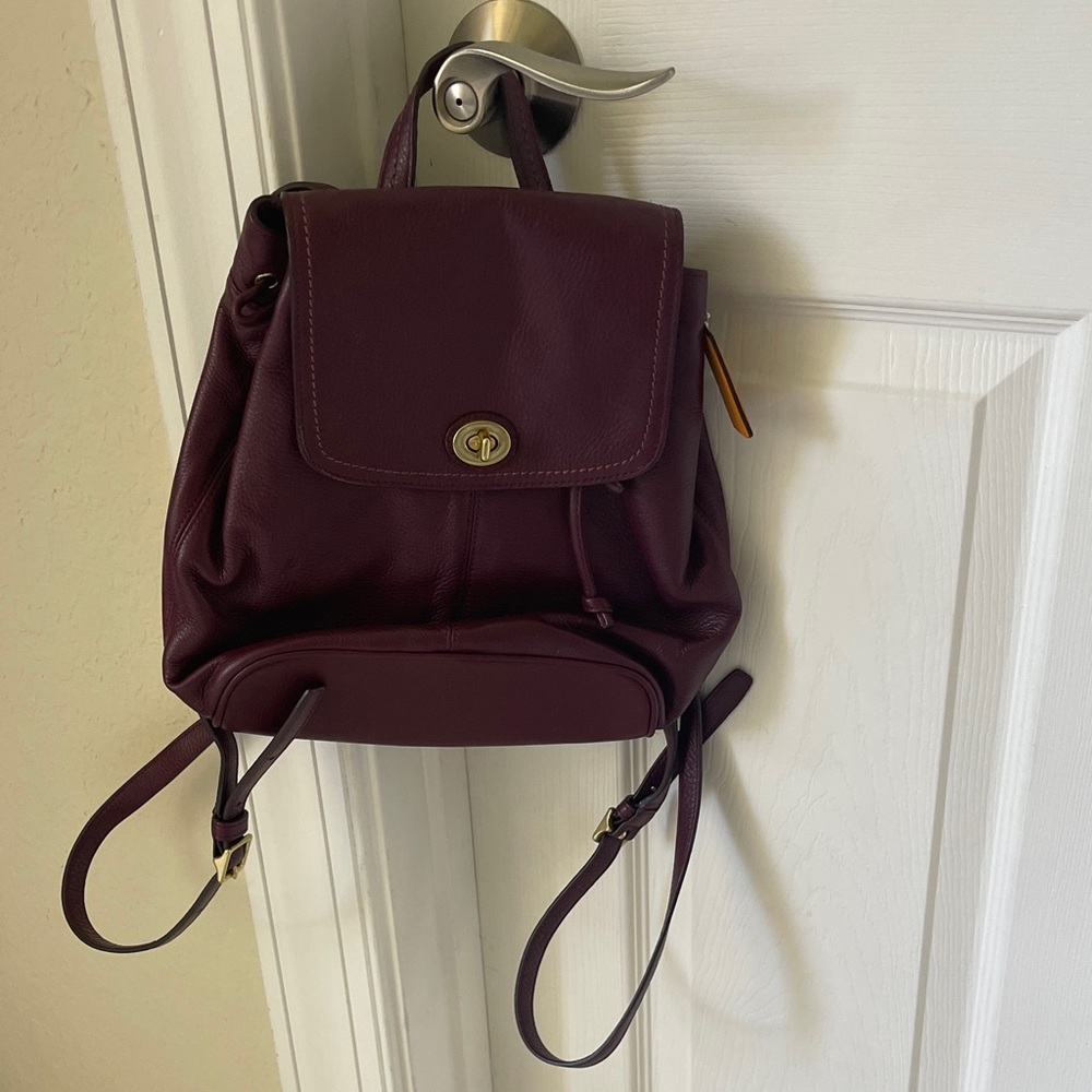 Coach Pebble Leather Mini Backpack in Plum